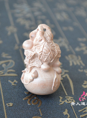 桃木雕手把件葫芦文玩随身挂件