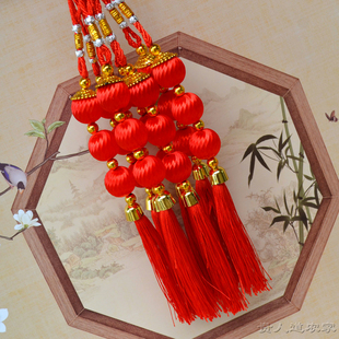 新年装 饰春节家居喜庆挂饰车挂 饰品红色灯笼小挂件乔迁过年植物装