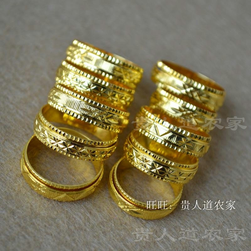 新品黄铜镀金戒指仿黄金男女款