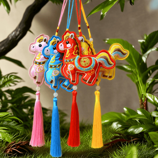 双面刺绣福马香包挂件新年喜庆卡通生肖马挂饰中国风马年香囊门挂