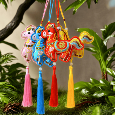 双面刺绣福马香包挂件