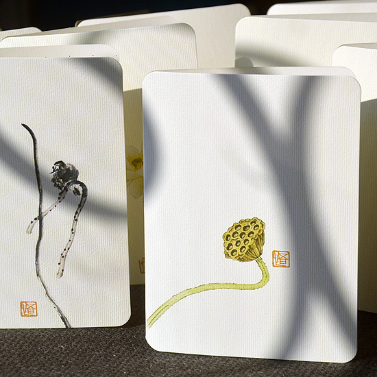 中式节日贺卡 纸质折叠卡片 文艺留言卡含信封中国风文复古艺小卡片左右对折节日祝福贺卡批量定制祝福卡片