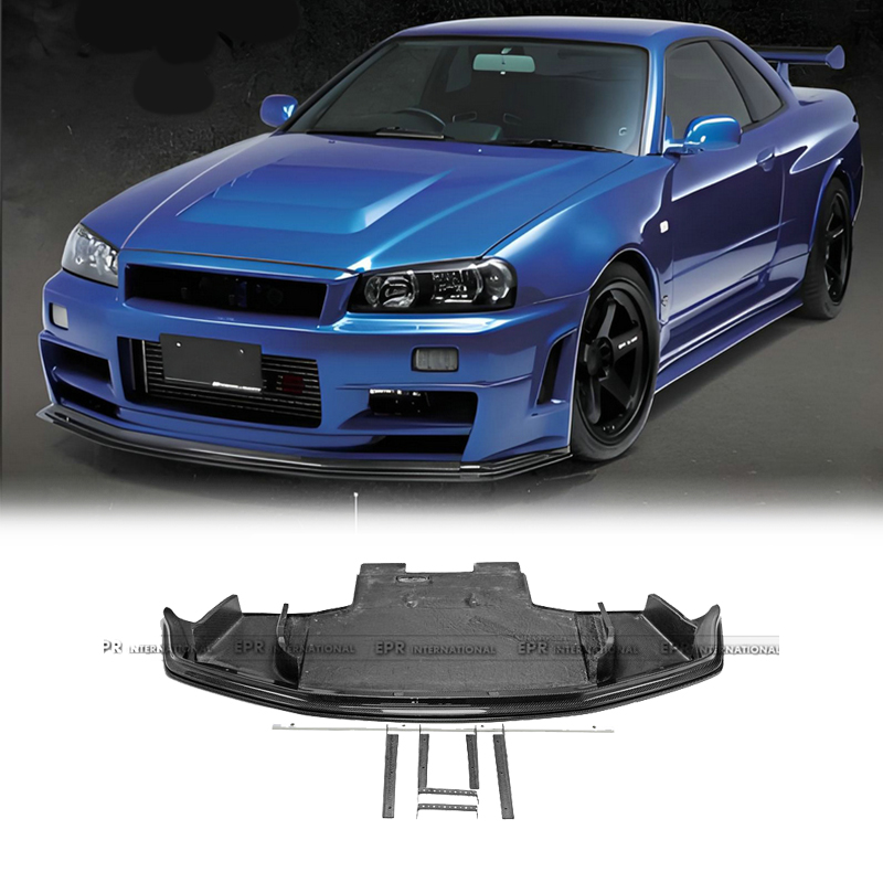 适用于日产 GTR R34 碳纤维EPAS款前唇前铲车头铲扰流板改装包围