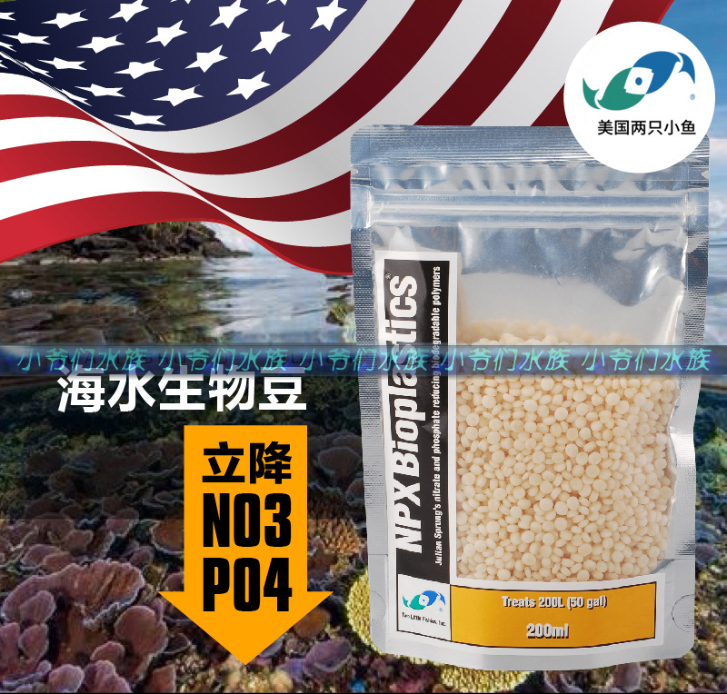 美国两只小鱼海水生物豆荷兰豆 NP豆 降低NO3 PO4等污染 