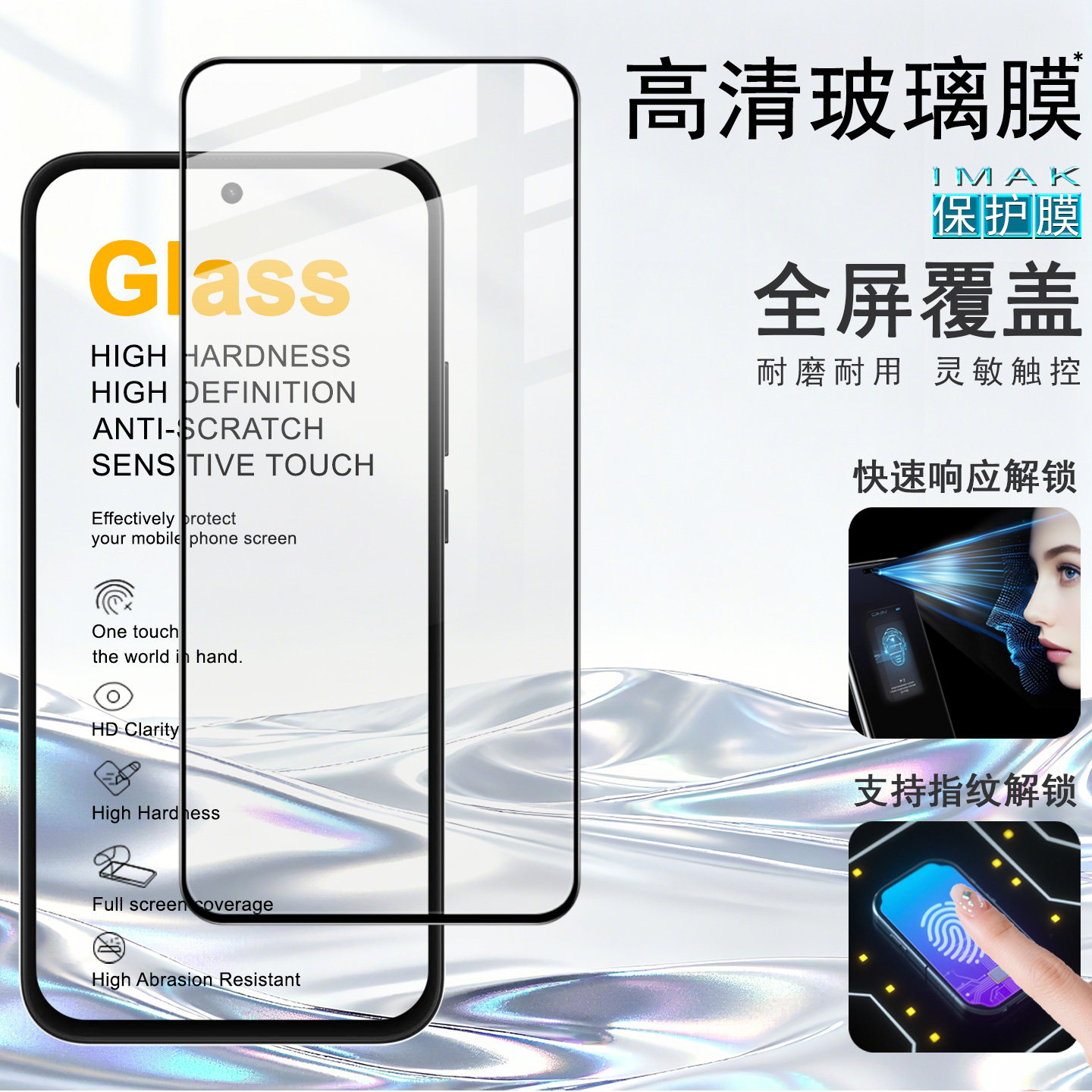 imak适用于Nothing phone4b 5G 全屏钢化玻璃膜Pro+版支持指纹解锁手机保护膜钢化膜手机贴膜高清图片