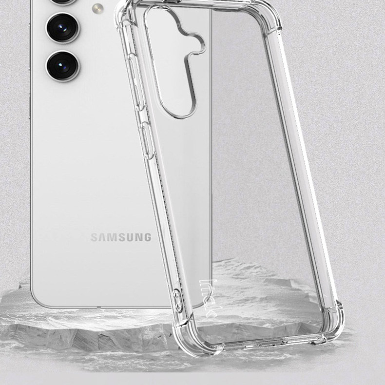 imak艾美克适用三星S24手机壳Galaxy S24 Ultra镜头全包防摔软套S24 Plus硅胶气囊透明黑保护套S24+男Samsung
