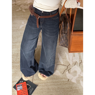 加绒加厚微弹显瘦直筒牛仔裤 蓝调时刻 送腰饰 女装 阿周家大码