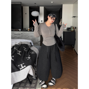 长裤 阿周家大码 8分半削垮显瘦立裁弧型中裤 弯刀萝卜裤 报恩