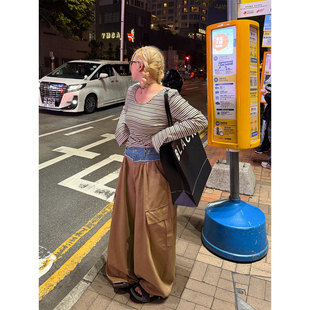 chao重工牛仔撞色拼接立体大口袋休闲工装 阿周家 jenni 私藏 裤