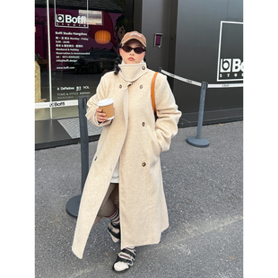 阿周家大码【经济上行期】30羊毛高质感斜纹毛呢简约高级感大衣