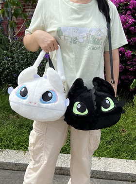 Toothless驯龙高手毛绒卡通包女童可爱无牙仔单肩斜挎收纳手机袋