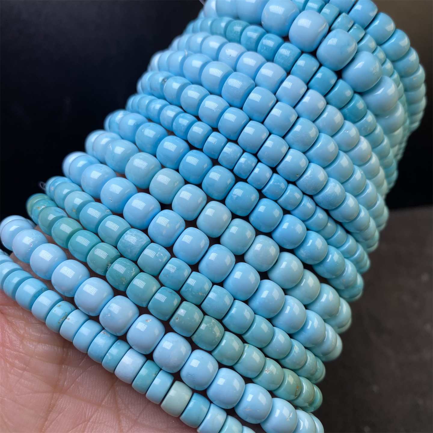 湖北原矿高瓷蓝绿松石手串