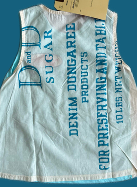 2025夏季新款女童竹节棉亚麻拼接无袖上衣背心裙浅蓝色米白纯棉dd