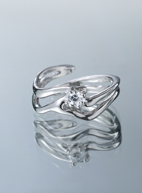 小众个性ins冷淡风高级感镶嵌锆石不规则S925纯银开口尾戒女