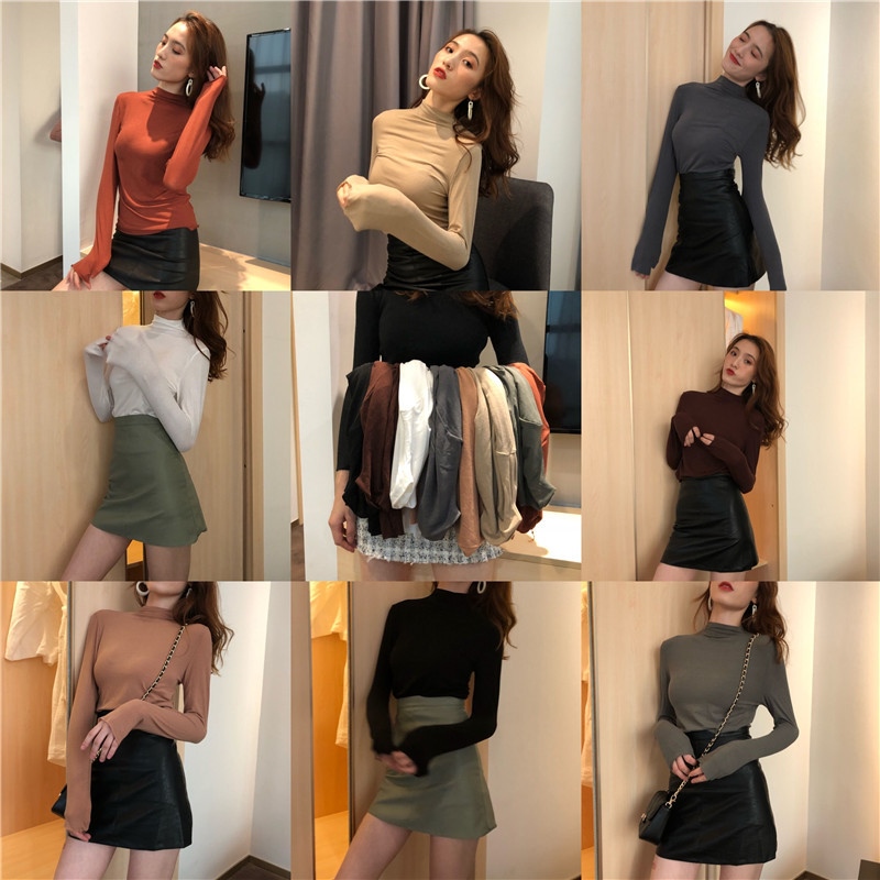 LGGSTYLE chic风秋冬基础款百搭显瘦半高领纯色打底衫长袖上衣女在类目 女装/女士精品, T恤中 - 来自Buy2taobao.com提供专业的淘宝代购服务