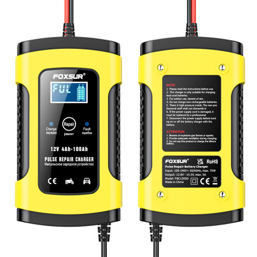 12V 5A Motorcycle Car Pulse Repair Charger with LCD Display