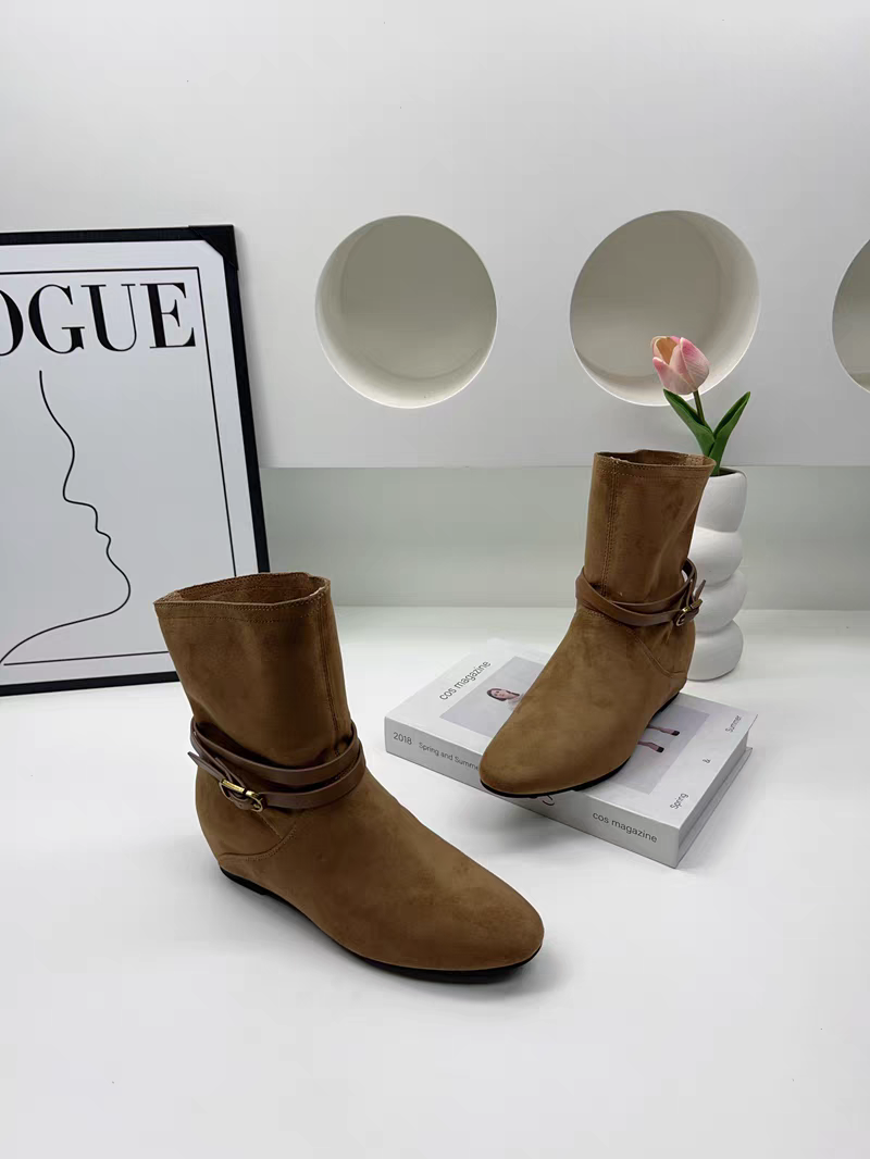 2026年新款时尚女靴内增高中筒靴子女鞋绒面单靴春秋季时装靴潮流,女鞋,时装靴,淘宝优惠券,粉丝福利购,淘宝优惠卷