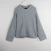 孤秋冬季 外贸欧美大码 女装 阳光家 圆领麻花oversize厚毛衣针织衫