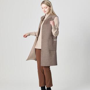 阳光家 秋冬季外贸韩单长款针织马甲外套背心开衫女装