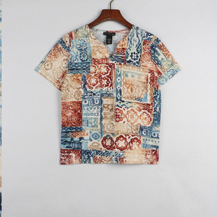 外贸欧美大码 新款 女装 印图案短袖 阳光家 T恤上衣薄款 孤夏季