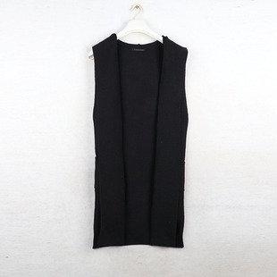 阳光家 秋季专柜SD家带帽长款针织衫开衫背心马甲外套毛衣女装