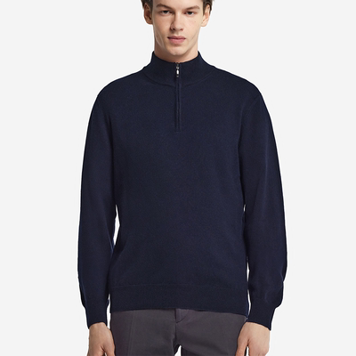 外贸欧美大码男装半拉链毛衣