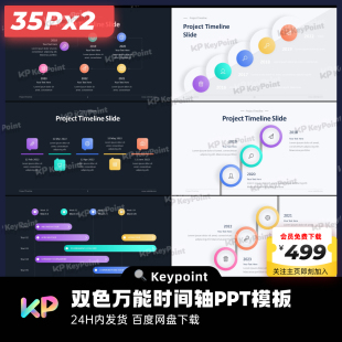 35页*2双色万能时间轴PPT模板大师ppt设计keypoint