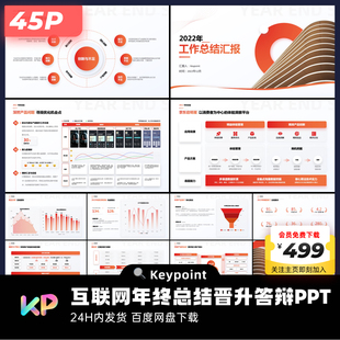 45页原创红互联网大厂年终晋升述职PPT模板大师ppt设计keypoint