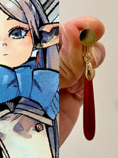 芙莉莲同款 耳饰 耳环cos精灵魔法使无耳洞耳夹红水滴玛瑙新中式