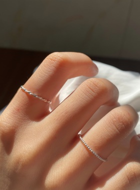 s925纯银素圈戒指女简约个性