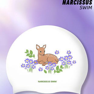 原创小鹿加大款 长发大头围泳帽硅胶游泳帽防水护耳可爱双面图案