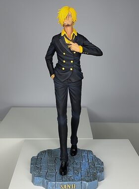海贼王JT行走场景黑衣西装山治 摆件手办动漫周边盒装男3D模型男