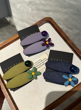 韩系布艺花朵高级感刘海BB夹