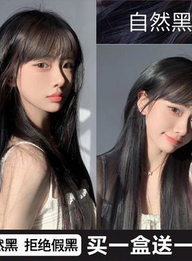 诗奈姿 黑色染发剂自然黑自己在家染植物天然无刺激遮白发染发膏