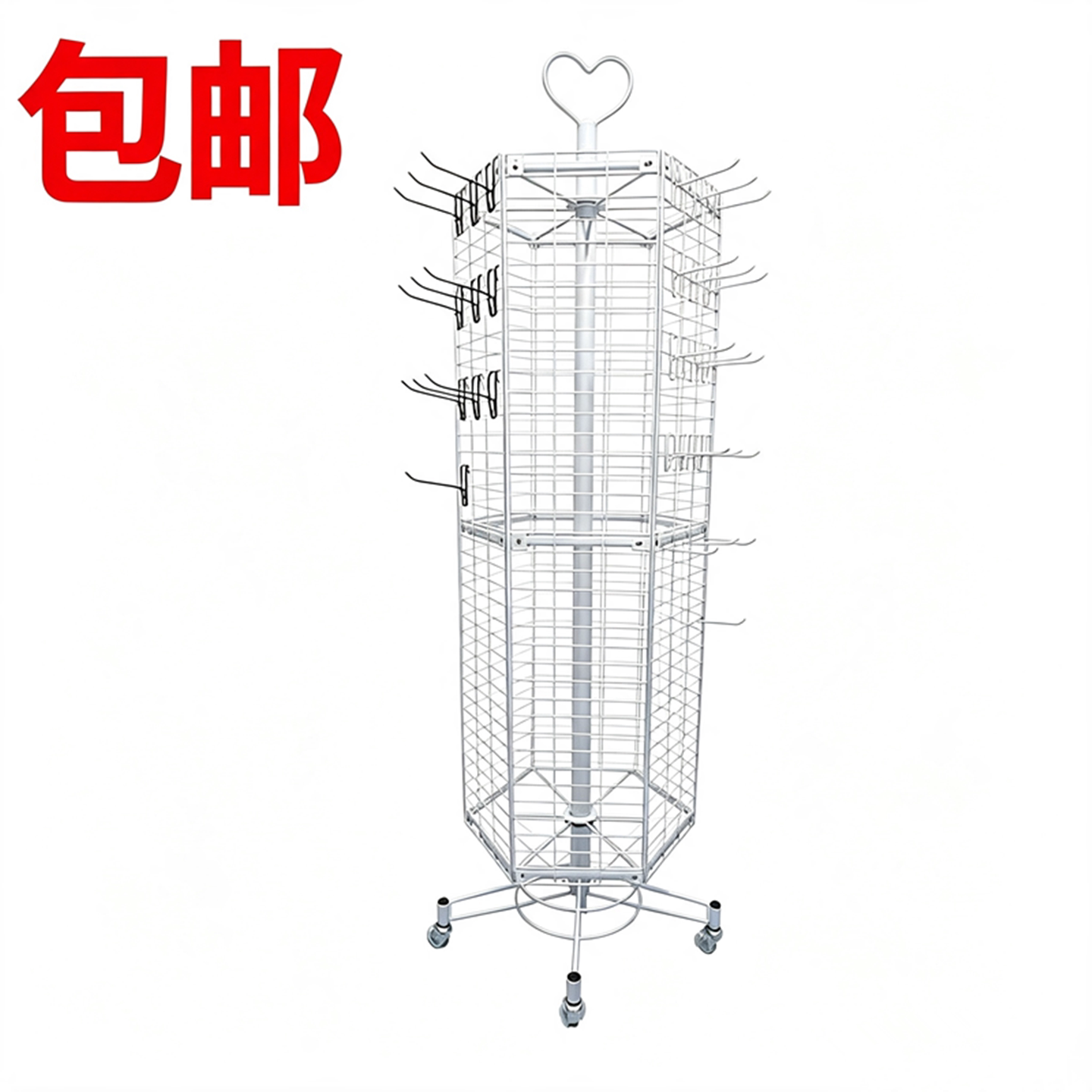 六面旋转架饰品首饰落地式物品袜子手套袖套陈列架摆摊展示架挂架