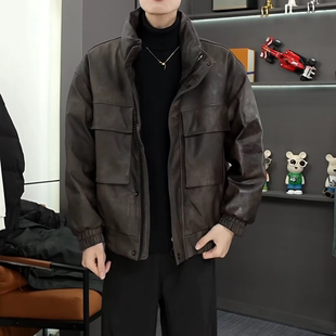 久宇outfit 冬季潮流新品重磅鸭绒防风免洗立领夹克情侣羽绒服