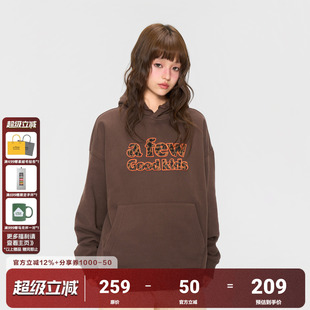美式 休闲潮流上衣 套头情侣帽衫 AFGK25FW豹纹贴布连帽卫衣撞色秋季