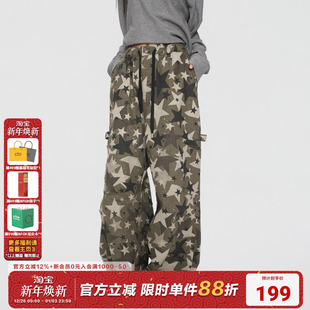 男女春秋潮牌百搭休闲裤 AFGK25FW星星迷彩工装 高街直筒长裤 美式 裤