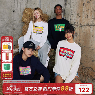 休闲打底衫 T恤男女春秋情侣装 兔子涂鸦印花长袖 AFGK24FW国潮美式