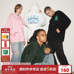 连帽卫衣男女外套 情侣开衫 AFGK24FW美式 刺绣印花LOGO6色拉链帽衫