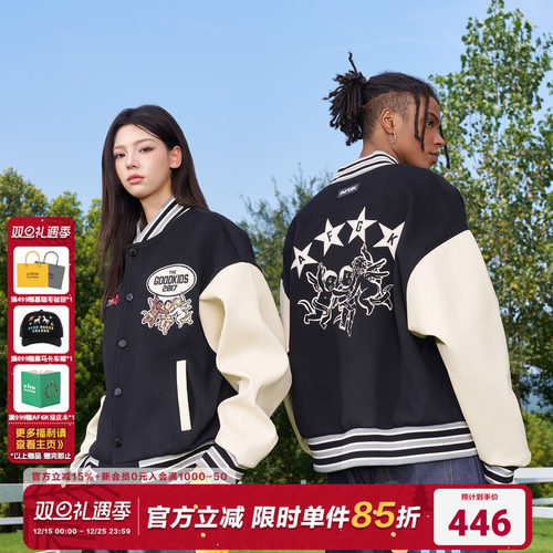 AFGK潮牌天使刺绣贴皮棒球服