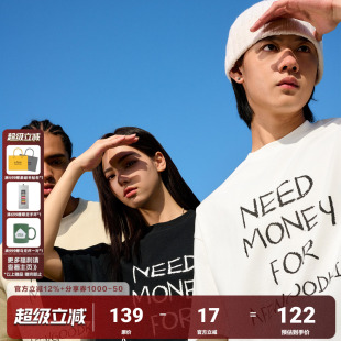 手写标语短袖 AFGK25SS NEED MONEY美式 情侣体恤 T恤男女国潮夏季