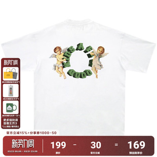 TEE 短袖 FFF支线AFGK2023夏季 黑白天使LOGO国潮印花T恤男潮流美式