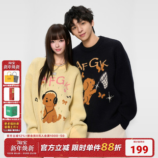 AFGK25FW 等天晴小狗毛衣圆领情侣上衣休闲宽松慵懒感打底针织衫