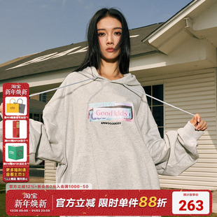 AFGK国潮重磅多重box印花刺绣卫衣美式 男女上衣 街头连帽春秋帽衫