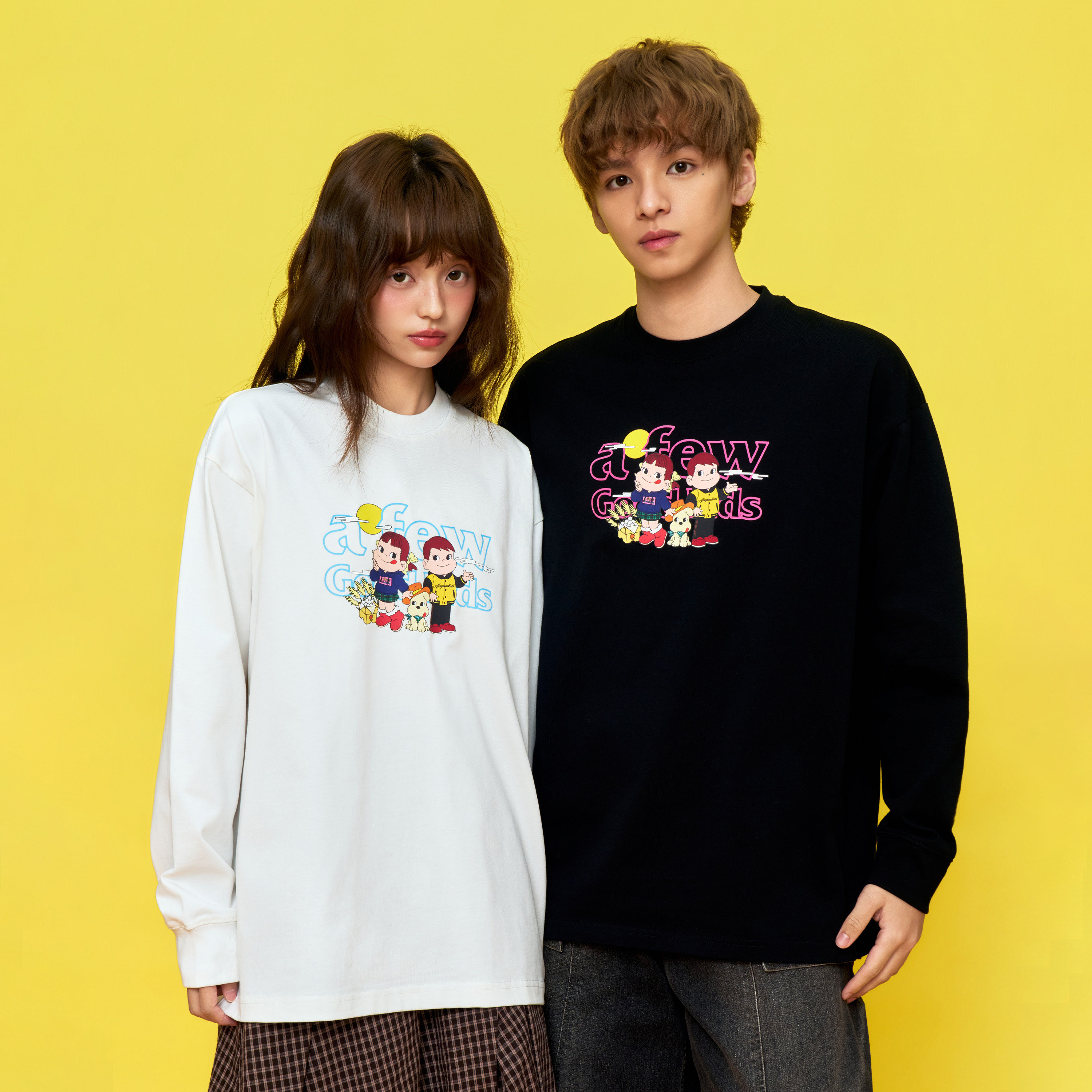 AFGK x 不二家联名 圆领长袖春秋美式复古百搭男女休闲套头上衣