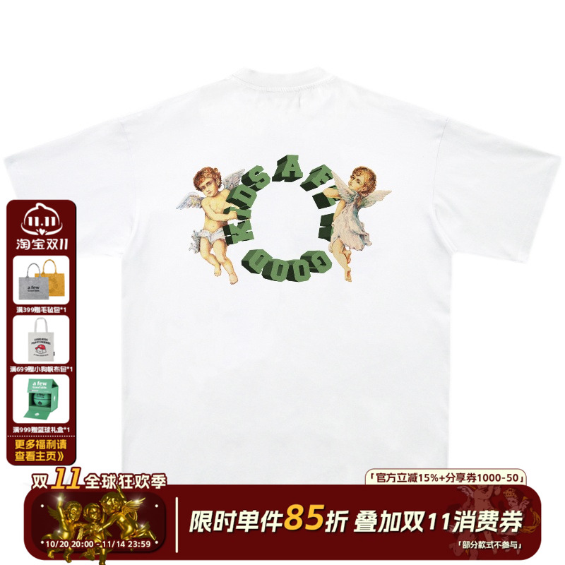 支线黑白天使国潮印花恤