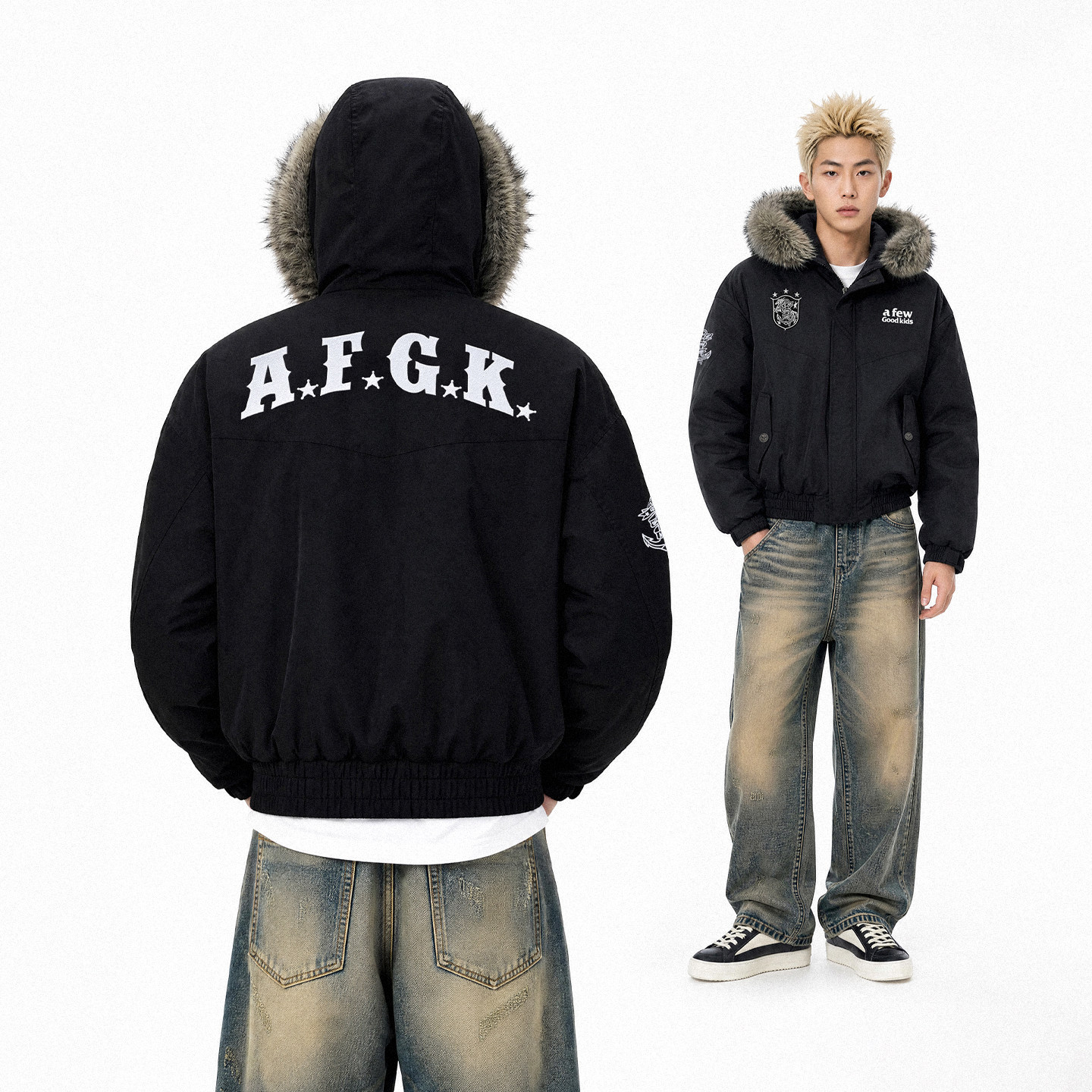 AFGK26FW带帽毛领海军派克棉服