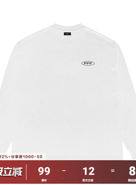 FFF纯色刺绣长袖T恤男潮流街头美式嘻哈基础款白色潮牌体恤打底衫