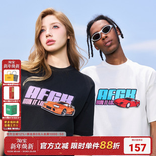 美式 AFGK24SS T恤夏季 机车魔术贴刺绣短袖 男女潮牌情侣体恤 JDM